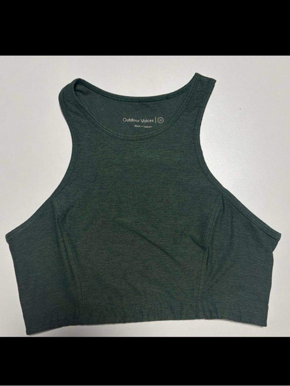 Outdoor Voices Forest Green High-Neck Racerback Crop Top